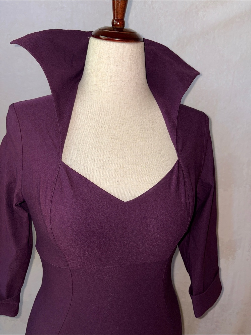 Pinup Couture Lorelei Eggplant/Royal Purple Fitted Midi Dress Size Large - Picture 9 of 12